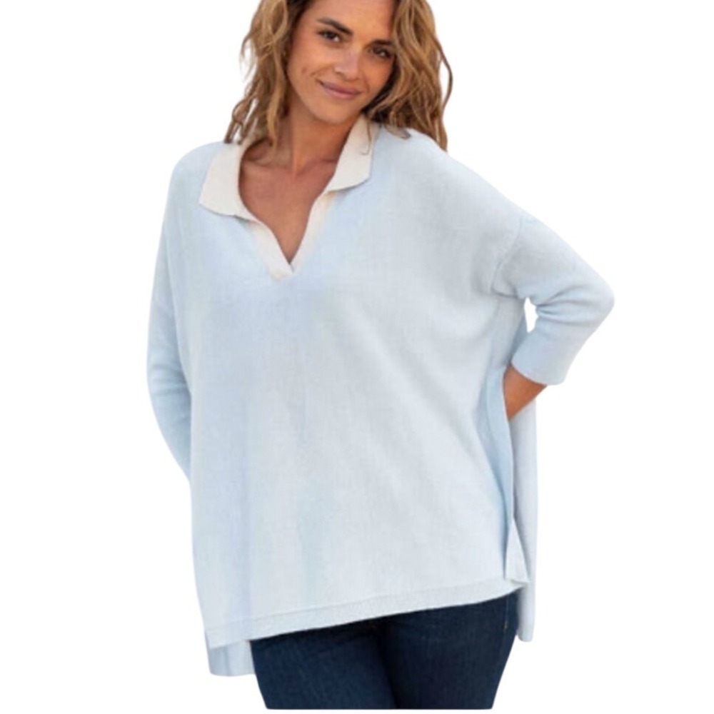 Mersea Catalina Polo Sweater Coastal Light Blue One Size